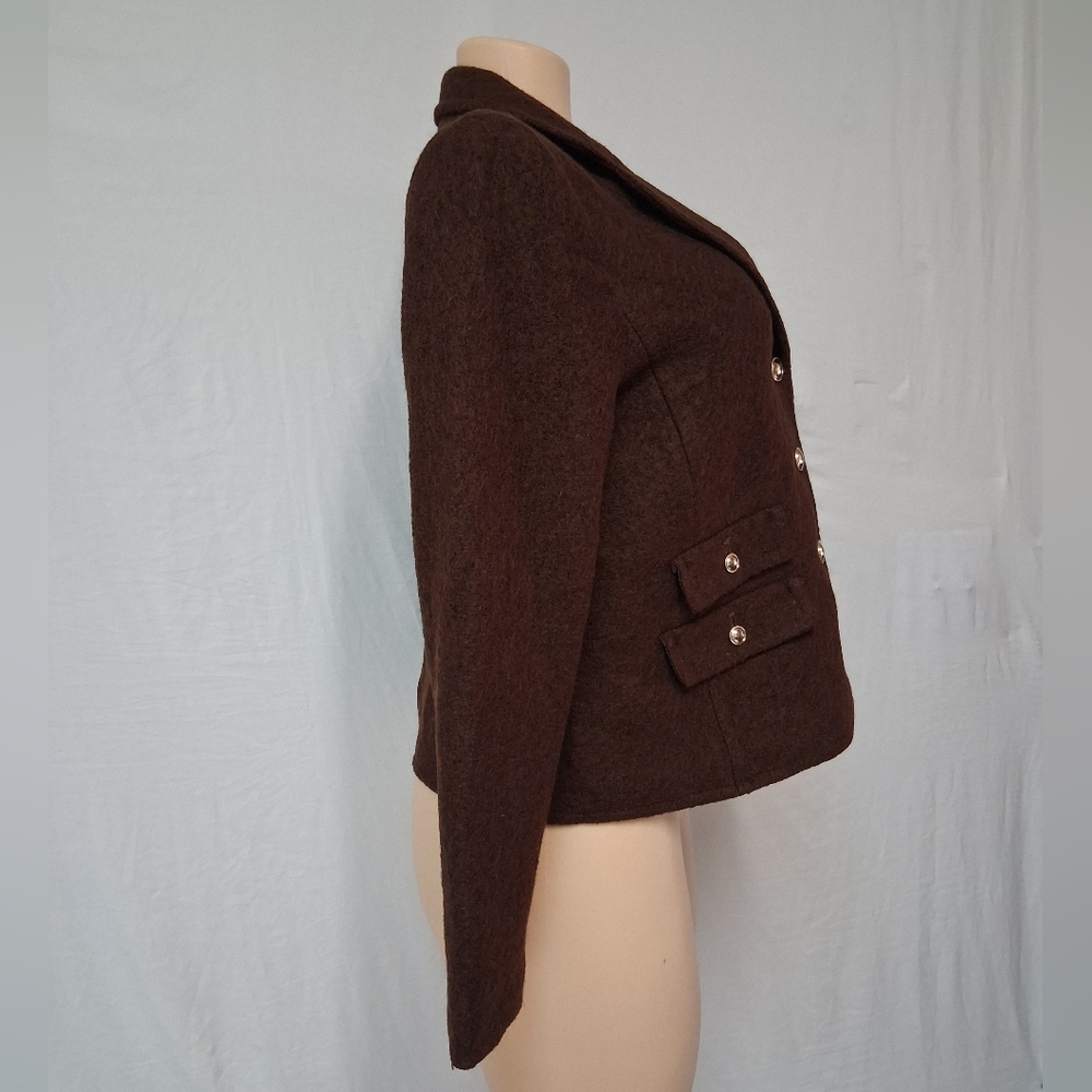 Talbots Brown Blazer with Gold Button Accents Size 12p 40% Wool - Picture 8 of 17